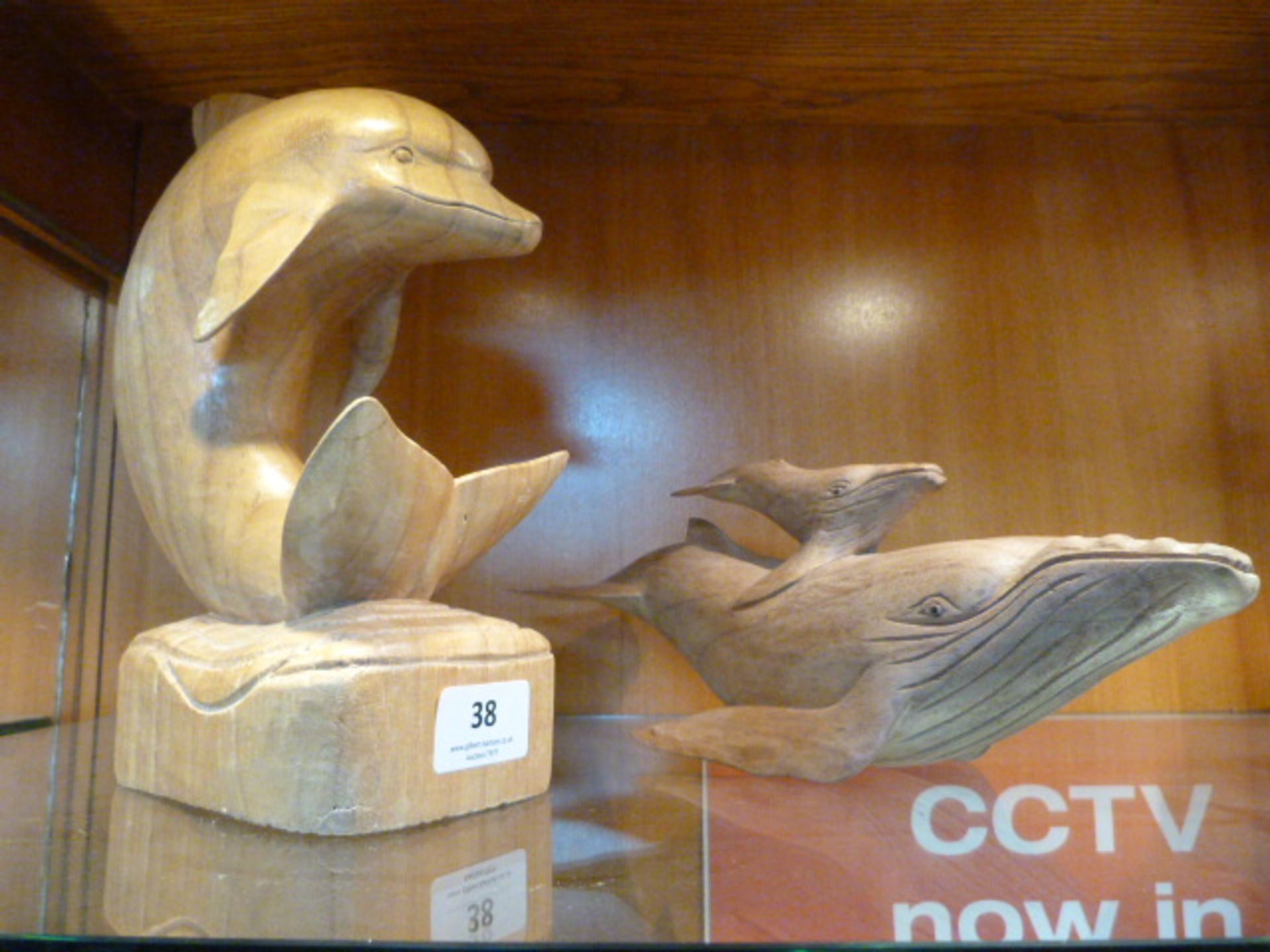 Two Carved Figurines - Dolphin and Whale