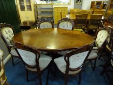 Walnut Effect Inlaid Table with Two Cream Button B