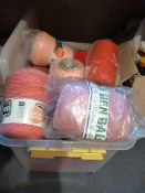 Box of Pink and Red Wool on Cones