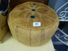 Patterned Leather Pouffe