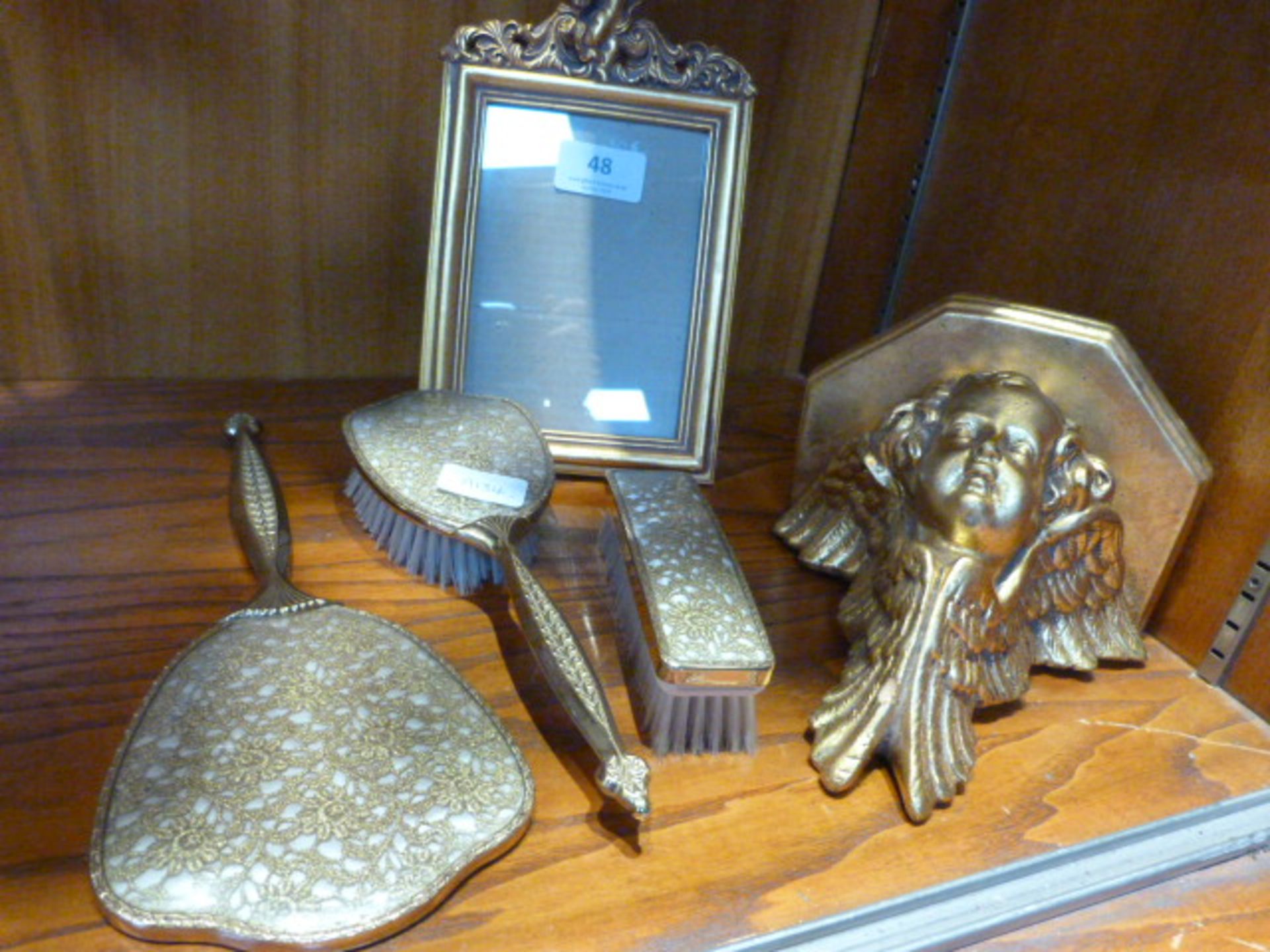 Dressing Table Set, Cherub Photo Frame and a Gilt