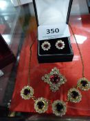 Pair of Ruby and Diamond Effect Earrings with Matc