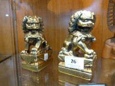 Two Chinese Golden Dragon Figurines