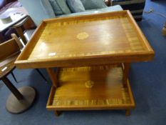 Walnut Inlaid Two Tier Serving Stand