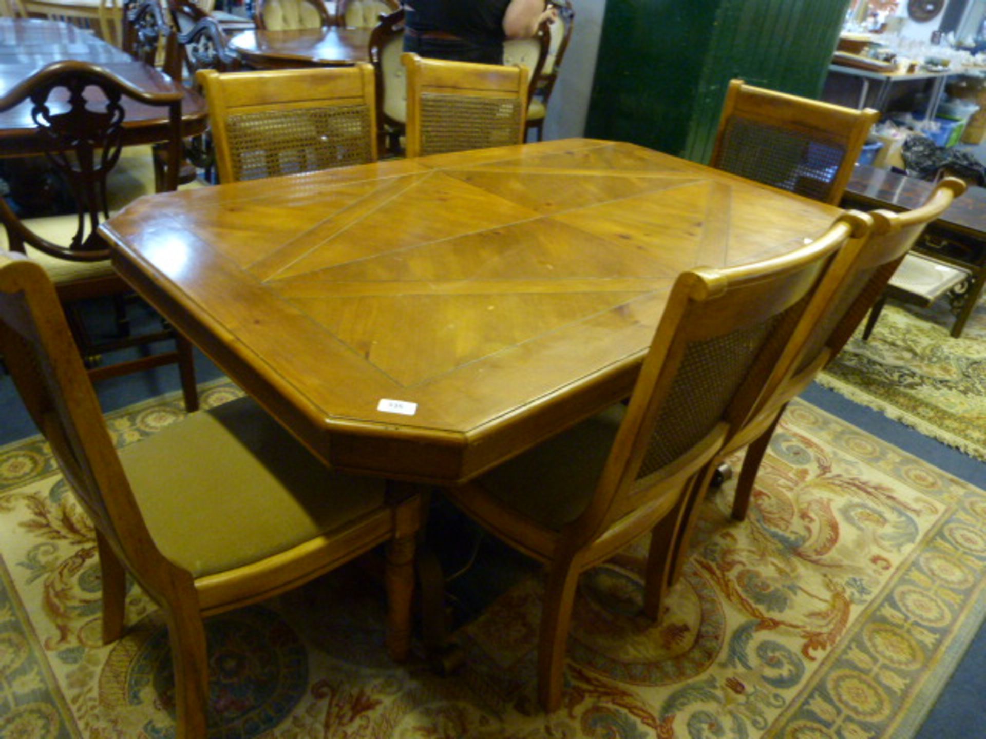 Walnut Effect Dining Table on Metal Legs with Six