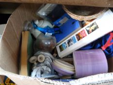 Box of Assorted Pottery, Books, etc.
