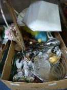 Box Containing Assorted Pottery, Table Lamp, etc.