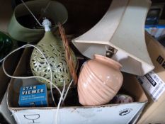Box of Table Lamps and Kitchenalia
