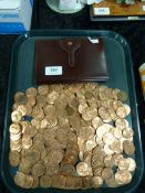 Tray of Pennies and a Small Rolex Attache Case