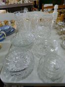 Assorted Cut Glass Including Vases and Bowls