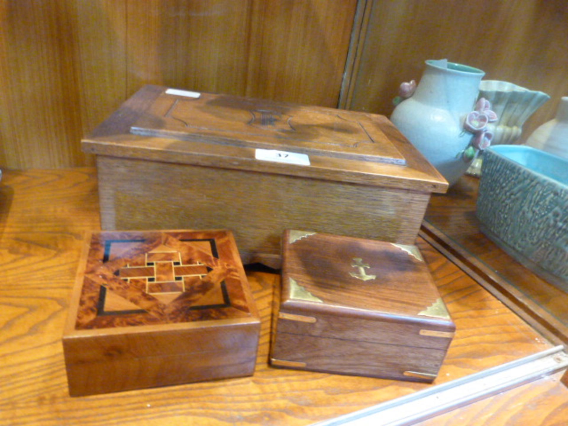 Three Decorative Wood Trinket Boxes
