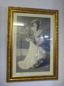 Gilt Framed Print - Woman with Flowers