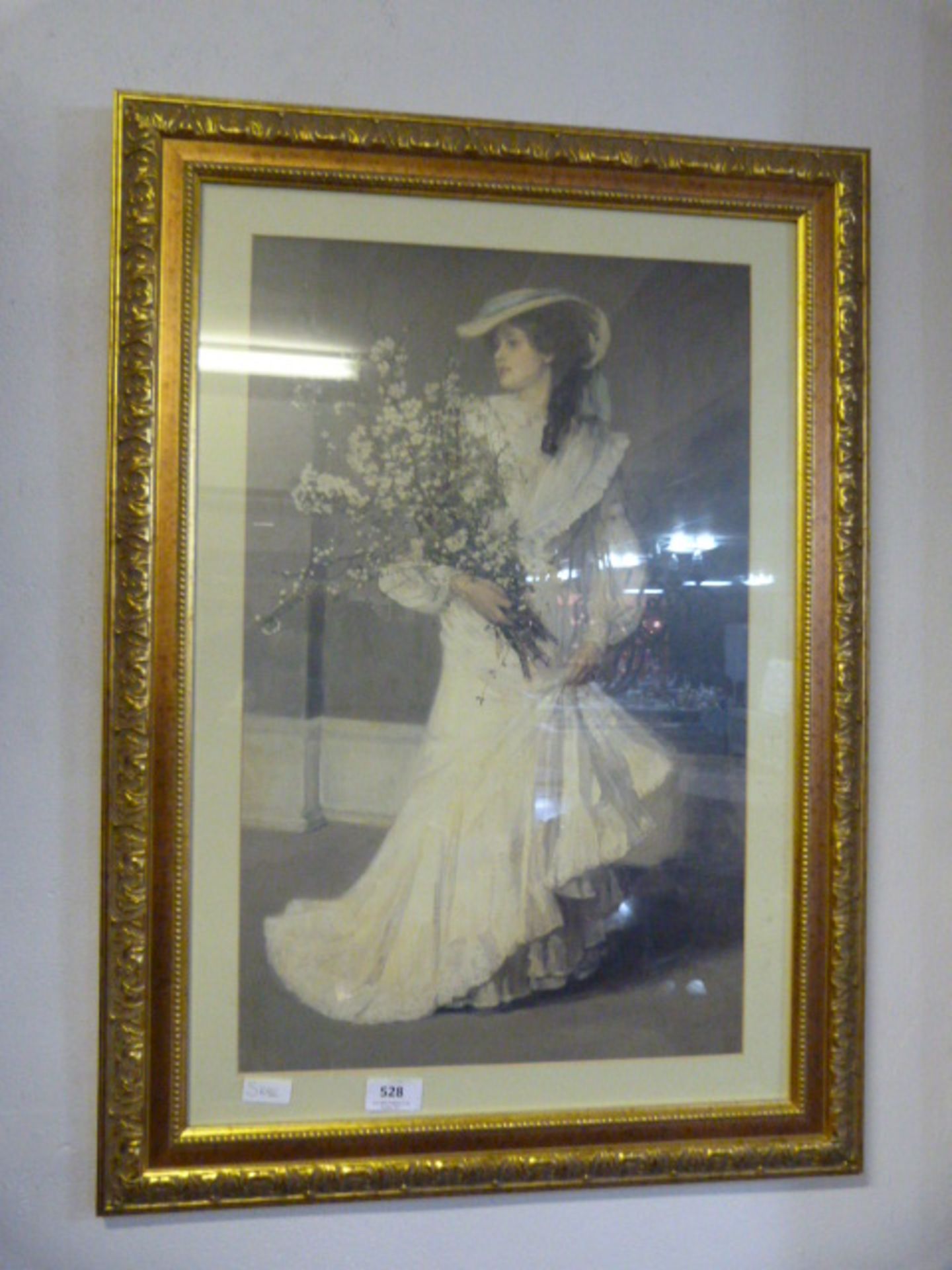 Gilt Framed Print - Woman with Flowers