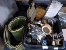 Box Containing Assorted Pottery, Silver Plated War