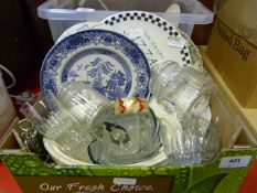 Box Containing Assorted Glassware, Decorative Plat