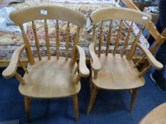Two Pine Dining Armchairs