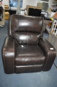 *Zach Two Seat Brown Leather Electric Recliner