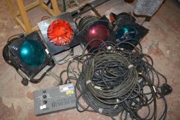 Four Tomcat PAR Stage Lights with Light Control Unit and Leads