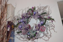 Silver & Purple Christmas Wreath