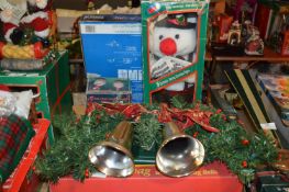 Four Assorted Christmas Decorations Including Bell