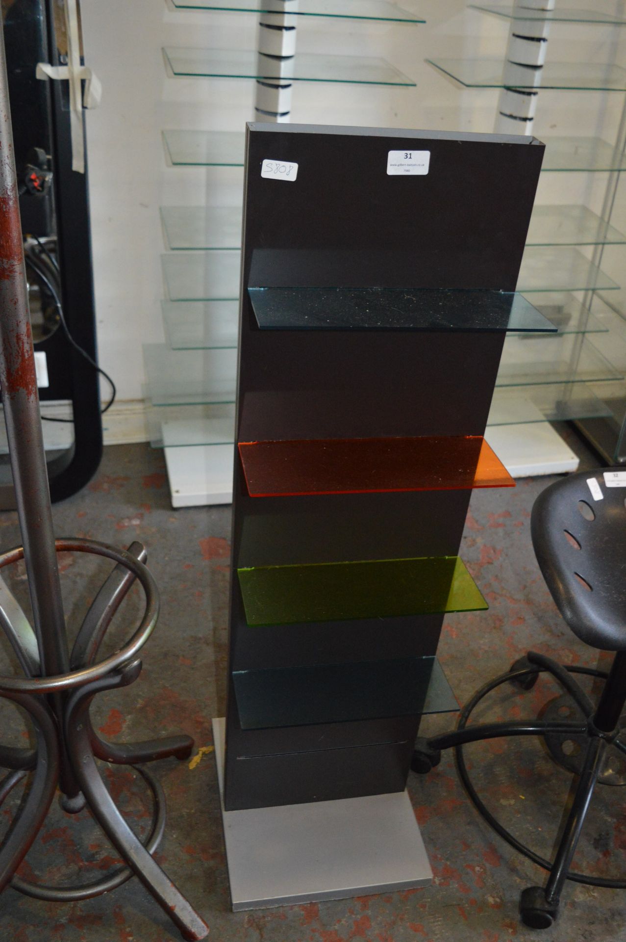 Display Unit with Four Coloured Shelves