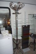 Silver & Mahogany Bentwood Style Coat Stand