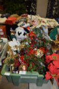 Box of Assorted Christmas Decorations Including Mi