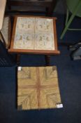 Oak Stool and a Tile Top Side Table