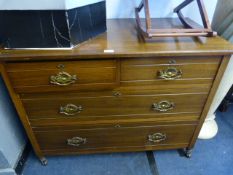 Edwardian Oak Two Over Two Chest of Drawers with B