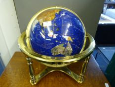 Polished Stone Brass Framed Globe