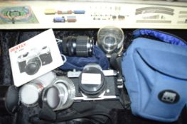Pentax K1000 Camera with Filters, Lens and Travel