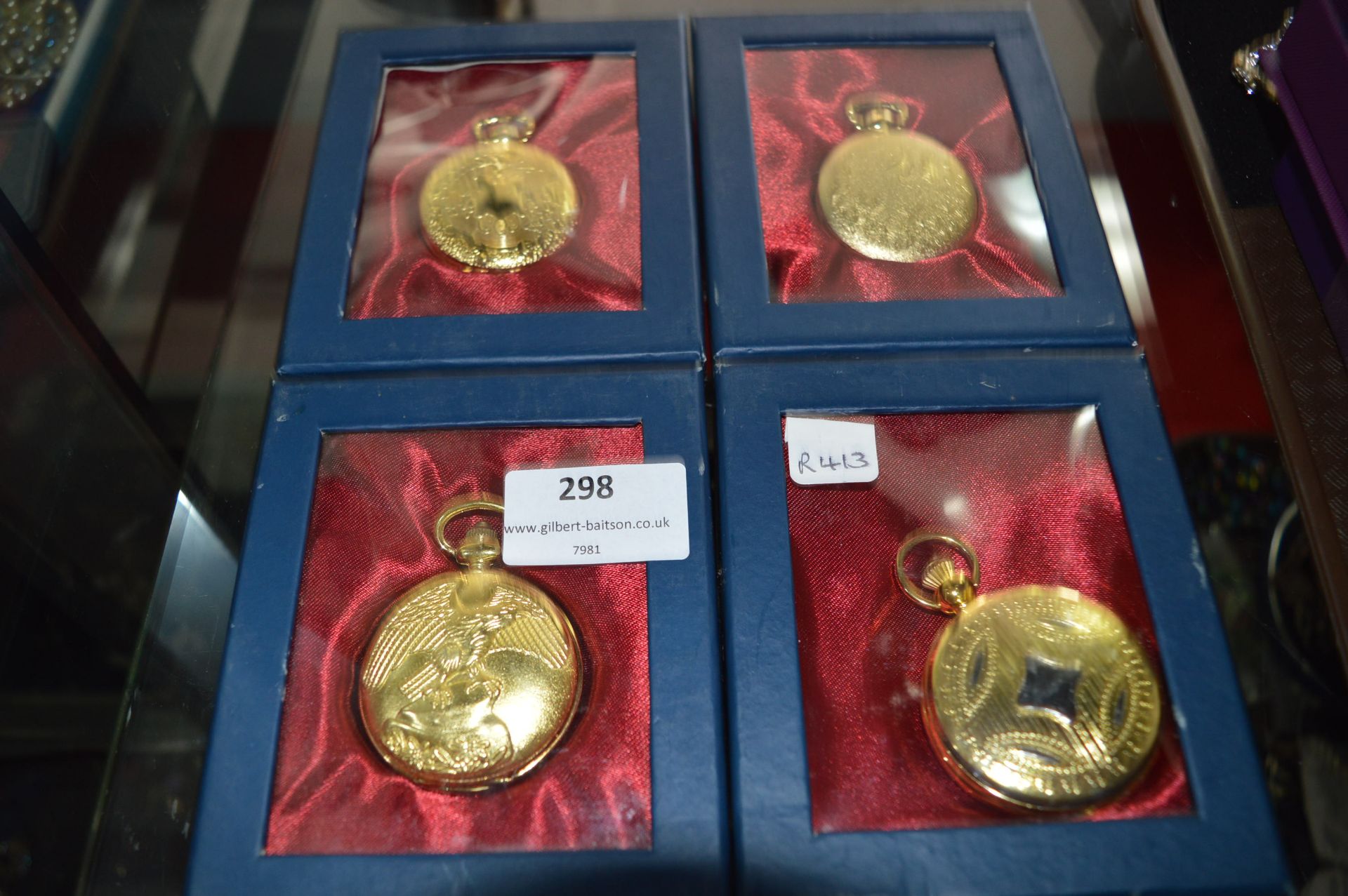 Four Decorative Gilt Metal Pocket Watches