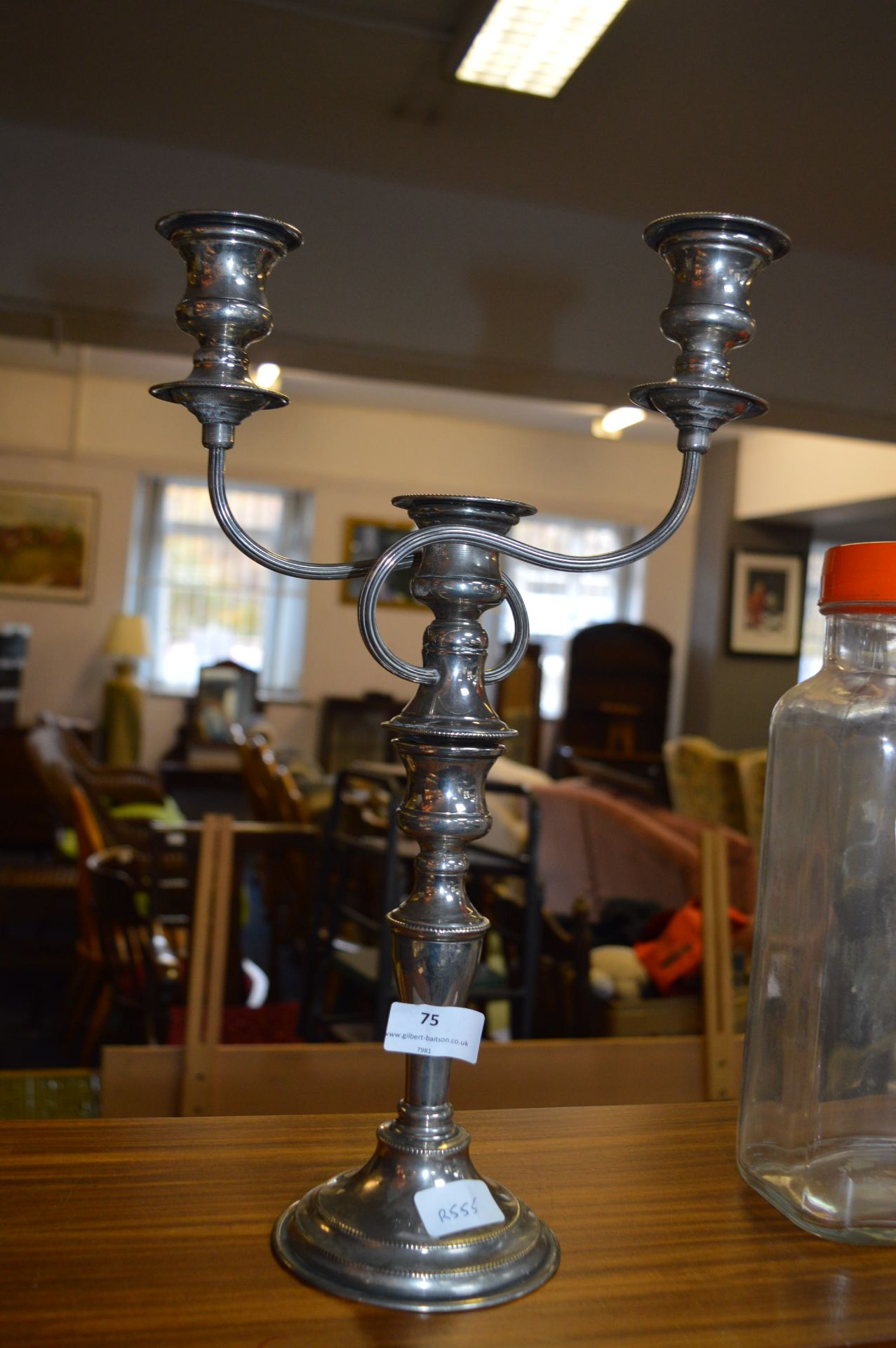 Silver Plated Three Branch Candelabra