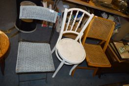 Two Folding Wicker Chairs and a White Painted Dini