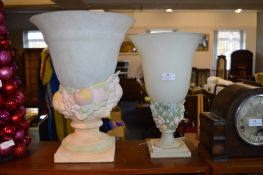 Two Pottery Uplight Table Lamps