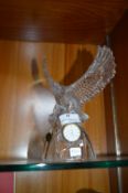 Italian Rock Crystal Glass Eagle Mantel Clock