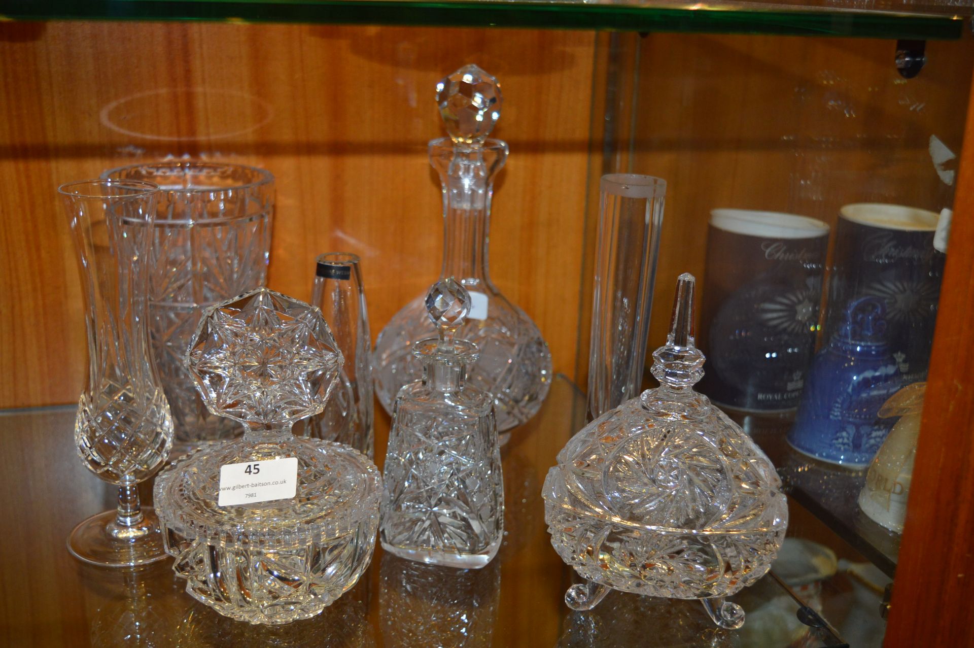 Selection of Cut Glassware; Decanters, Vases, etc.