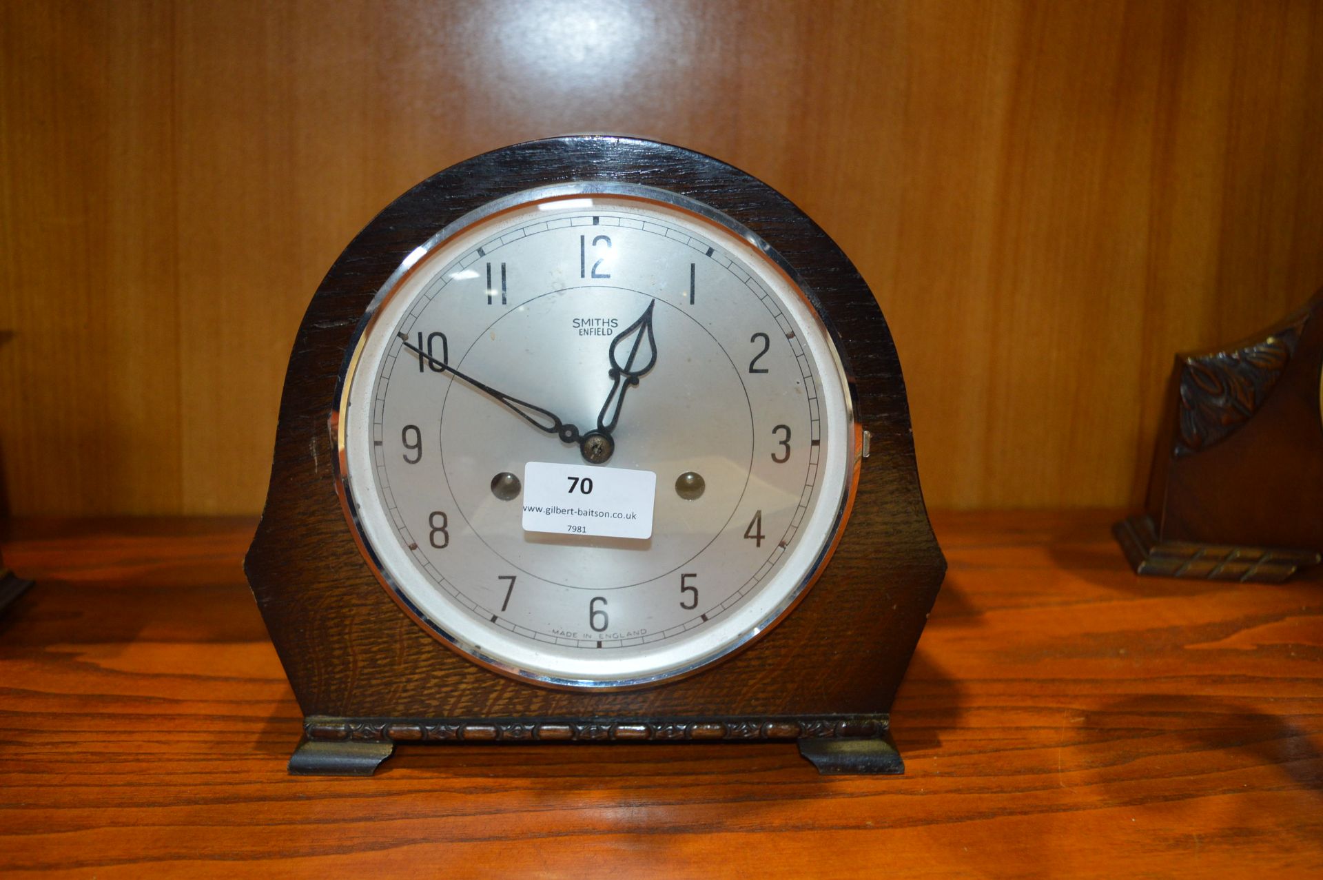 Smiths Enfield Oak Cased Mantel Clock