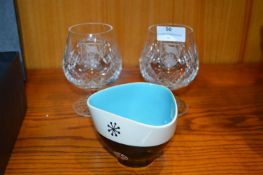 Two Cut Glass Falkland Islands Goblet and a Hornse