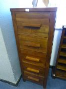 Walnut Five Height Slim Chest of Drawers