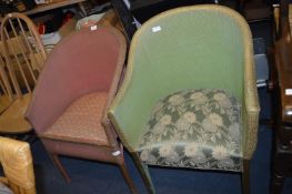 Pink & Green Wicker Tub Chairs