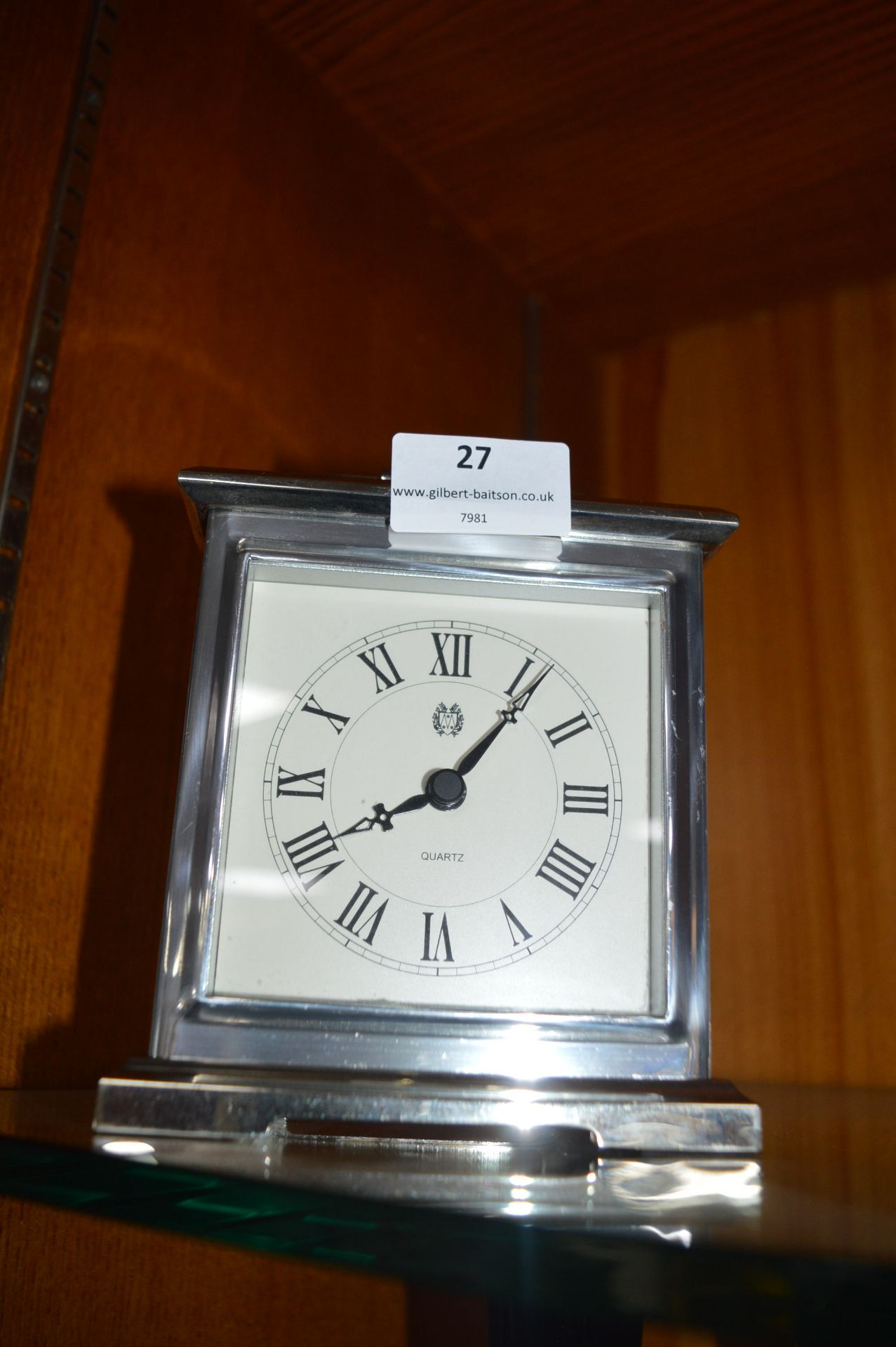 Polished Steel Cased Quartz Mantel Clock