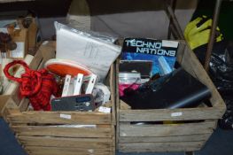 Two Wooden Crates and Contents of CDs, 45rpm Recor