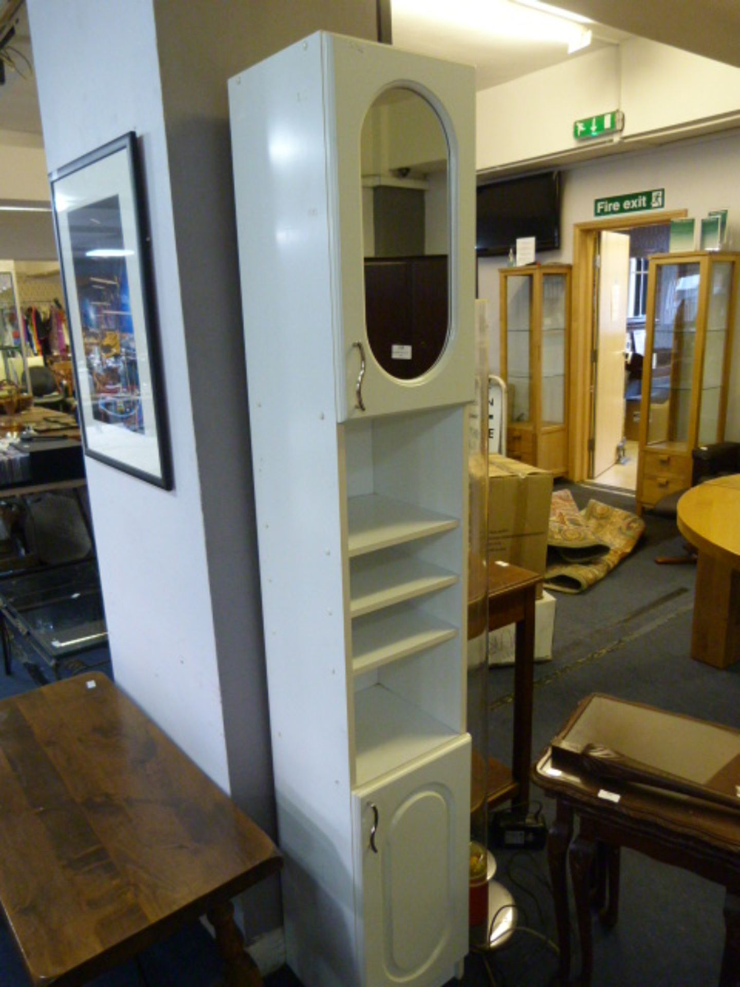 White Laminate Bathroom Cabinet with Mirrored Door