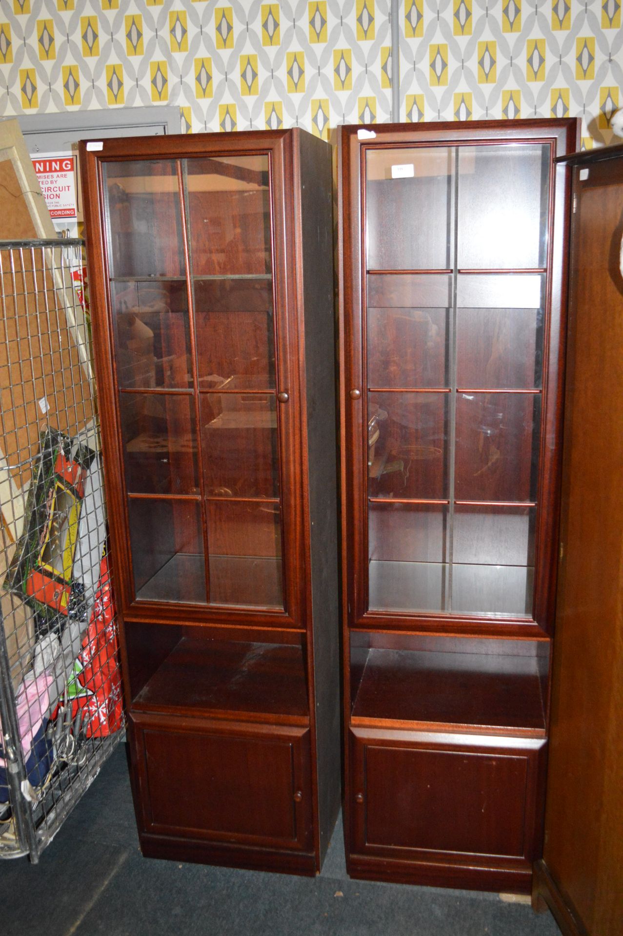 Pair of Rosewood Effect Display Cabinets