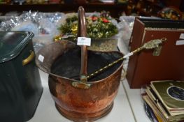 Copper & Brass Coal Bucket and a Brass Toasting Fo