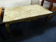 Polished Stone Brass Based Coffee Table
