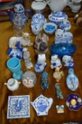 Blue & White Cat Ornaments, Other Cats and Glasswa