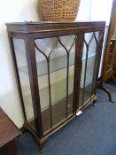 Mahogany Cased Two Door Display Cabinet