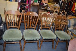 Set of Four Oak Stickback Dining Chairs with Uphol
